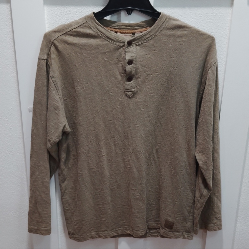 Vtg RuffHewn  Men's M Regular Green Long Sleeve Henley Cotton Knit